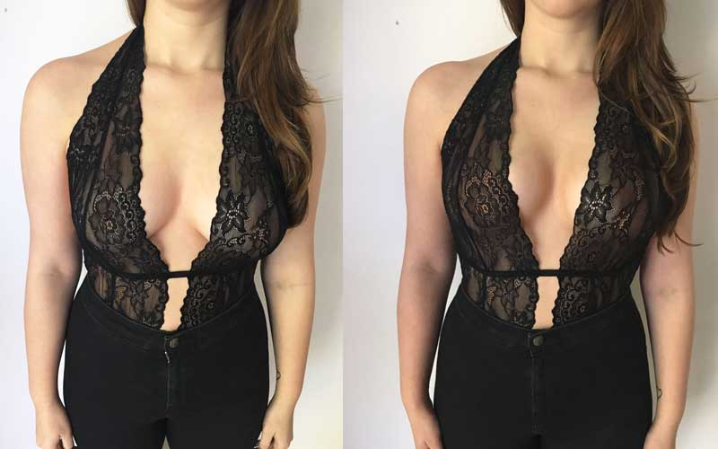 Before and after using Boob tape Before and after using Boob tape